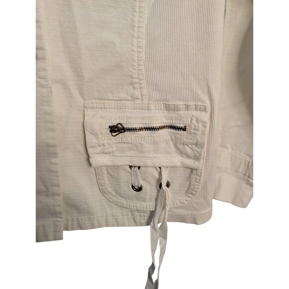 XCVI White Cotton Utility Blazer Jacket Pockets Drawstrings 2X Womens Casual - Picture 4 of 16